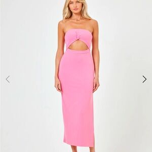 L*Space Pink Strapless Bodycon Dress with Cutout